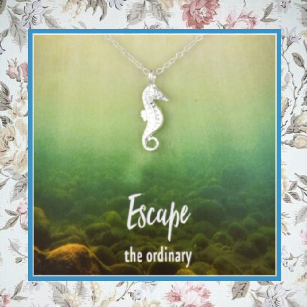 🌸 SEAHORSE SILVER NECKLACE NOTE CARD MERMAID BOHO
